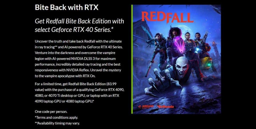 Redfall: Bite Back Edition, le jeu offert avec les NVIDIA RTX 4000