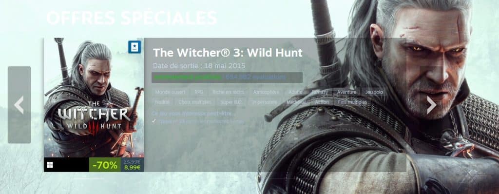Promotion Steam The Witcher 3 Wild Hunt