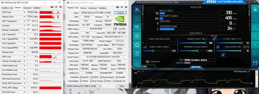 GPU-Z MSI GeForce RTX 3080 Ti Suprim X 20Go