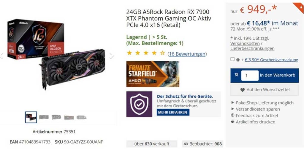 ASRock RX 7900 XTX : un prix qui tombe à 949 euros !