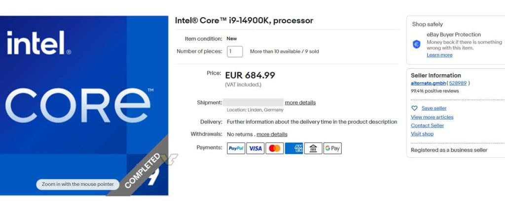 Intel Core i9-14900K vente