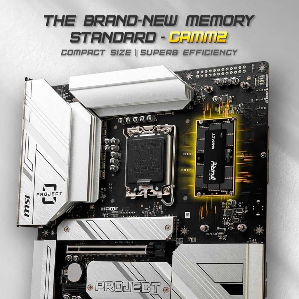 Surprise, une MSI Z790 PROJECT ZERO PLUS avec mémoire DDR5 CAMM2