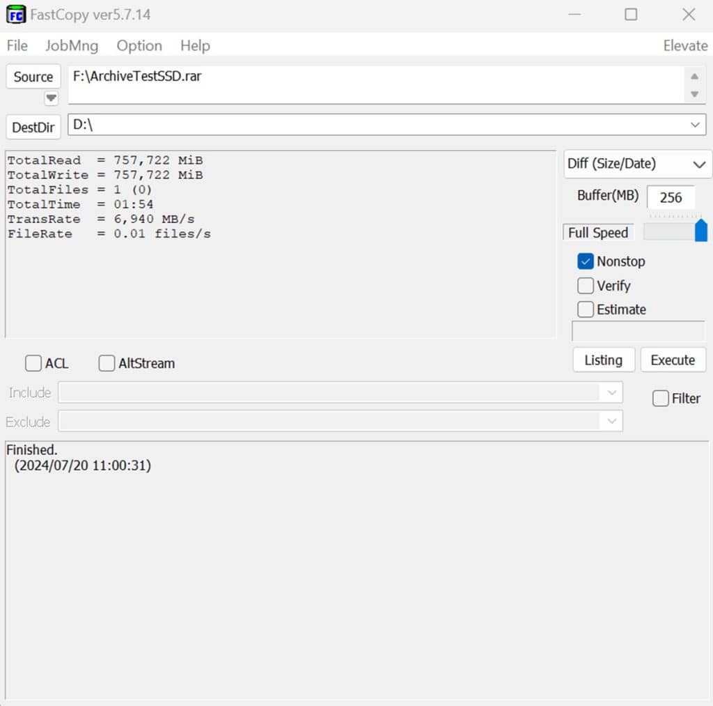 Benchmark FastCopy CORSAIR MP700 PRO SE