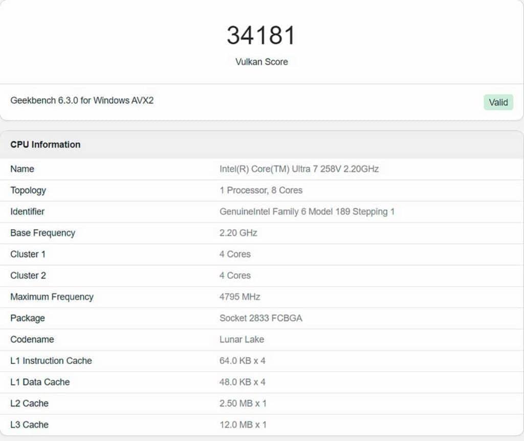 L'iGPU Intel Arc 140V du Core Ultra 7 258V rivalise avec la GeForce GTX 1650