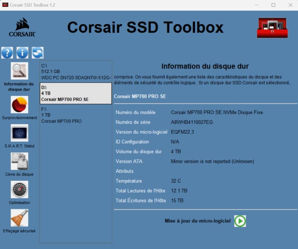 CORSAIR SSD Toolbox