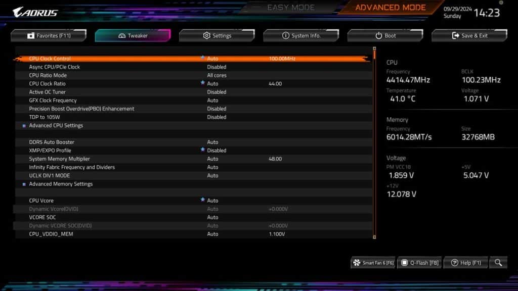 BIOS GIGABYTE X870E AORUS MASTER