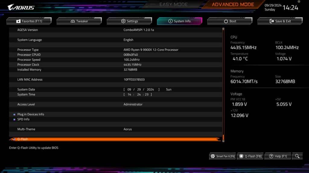 BIOS GIGABYTE X870E AORUS MASTER