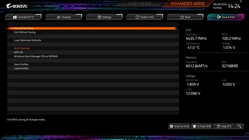 BIOS GIGABYTE X870E AORUS MASTER