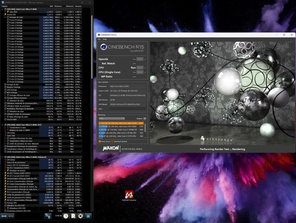 Test fréquence Intel Core Ultra 9 285K
