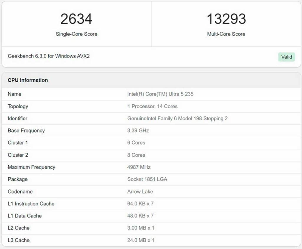 Intel Core Ultra 5 235