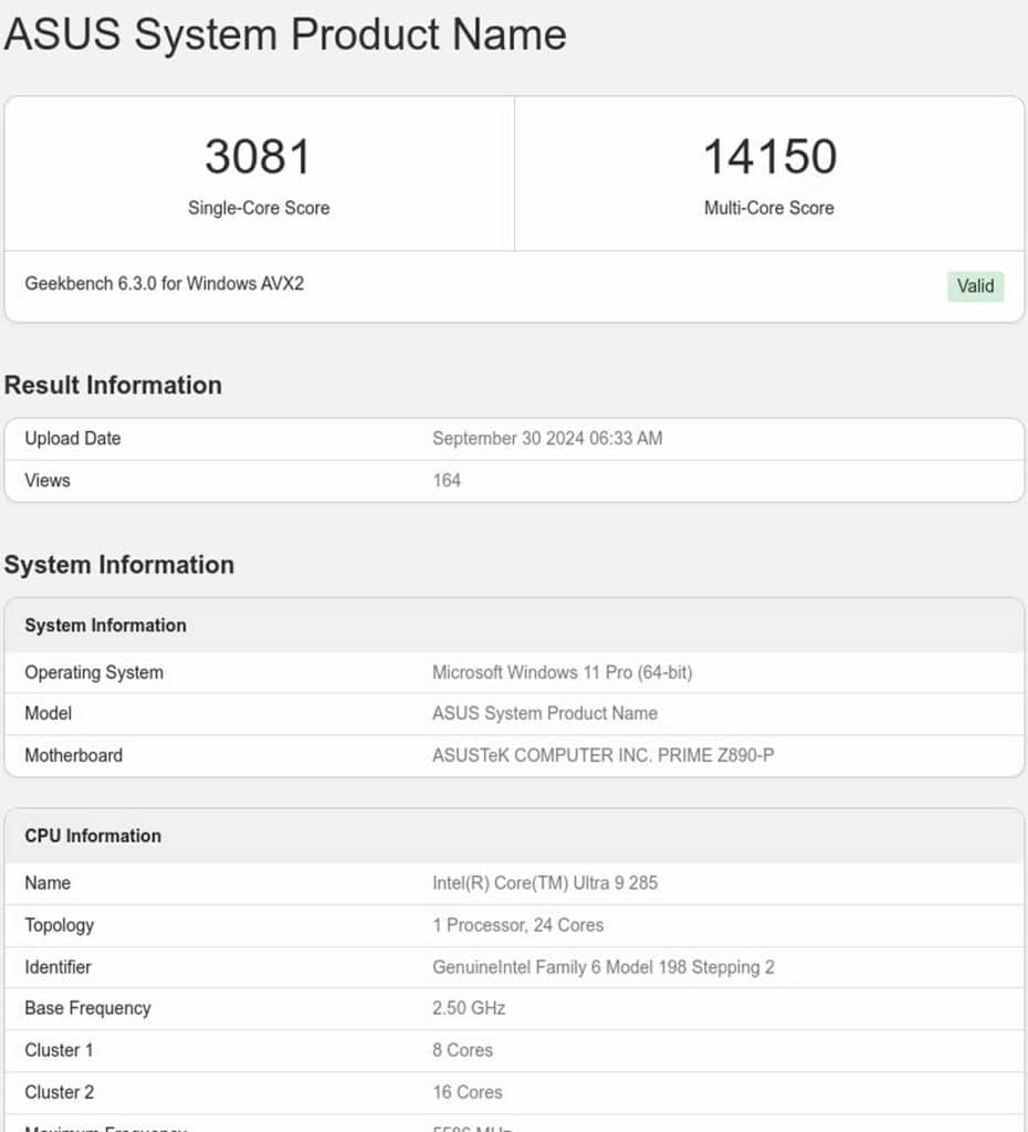 Intel Core Ultra 9 285 : résultats décevants dans les premiers tests